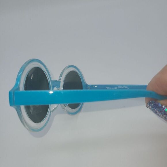 Petals and Peacocks Extasy Blue Round Reflective Sunglasses - Picture 4 of 6